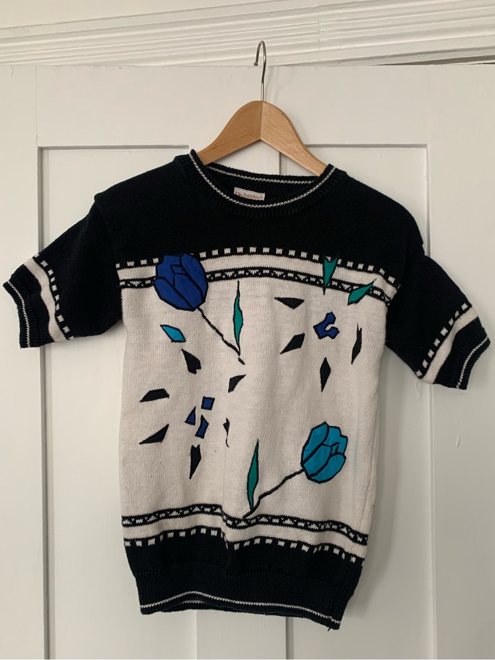 Knit Blue Flower Top